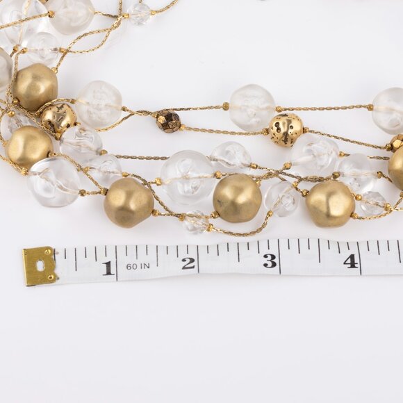 DABBY REID Chunky, Layered, 5 Strand Gold & Clear Beaded Retro Choker - Picture 5 of 7